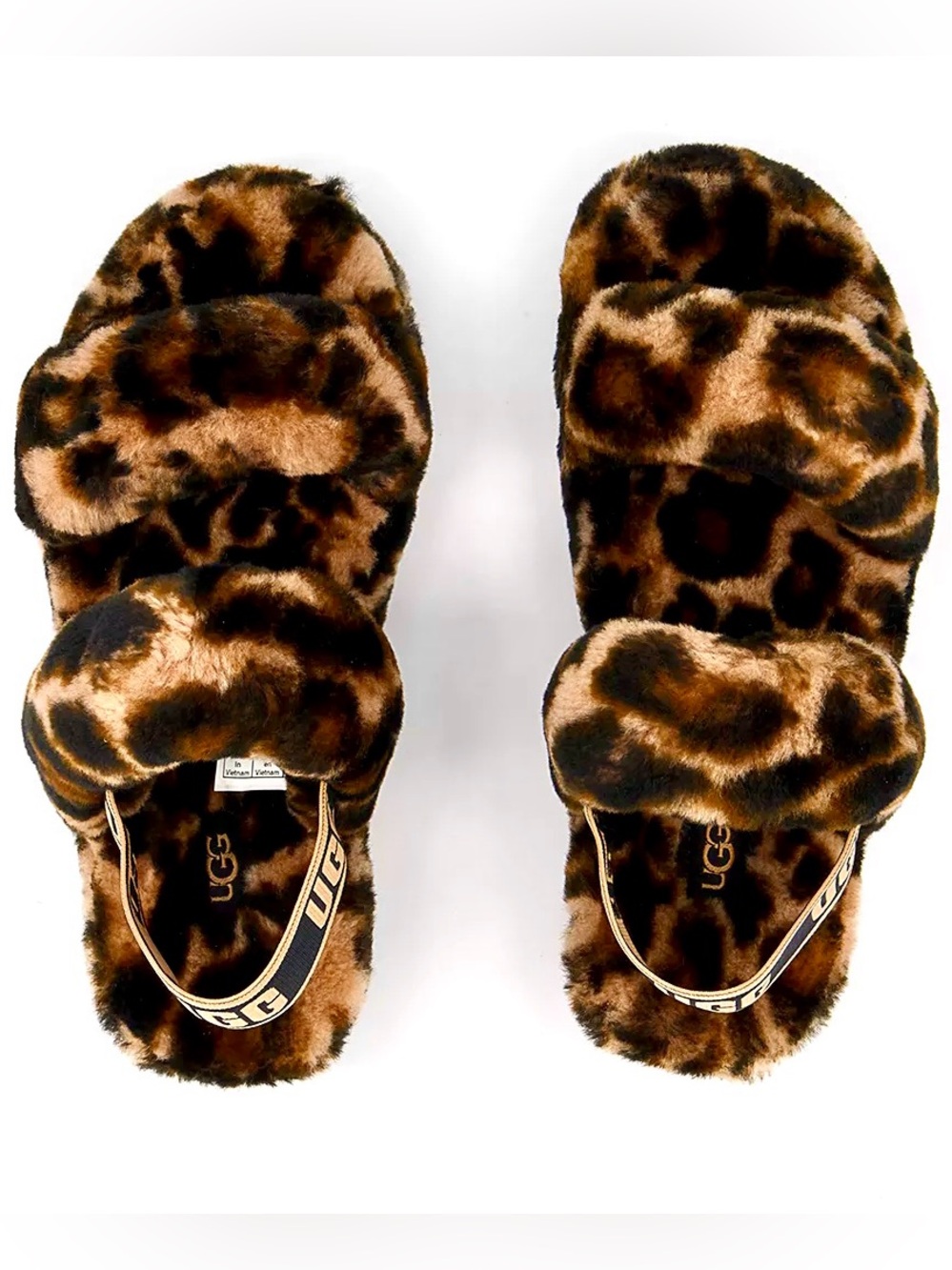 UGG Leopard Plush Slide Sandals